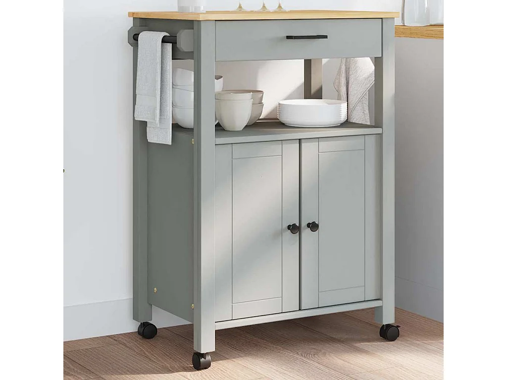 Chariot de cuisine MONZA 60x40x88,5 cm bois massif de pin