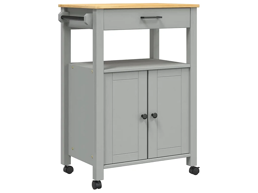 Wózek Kuchenny MONZA 60x40x90 cm Z Litego Drewna Sosnowego - Pojemny i Solidny