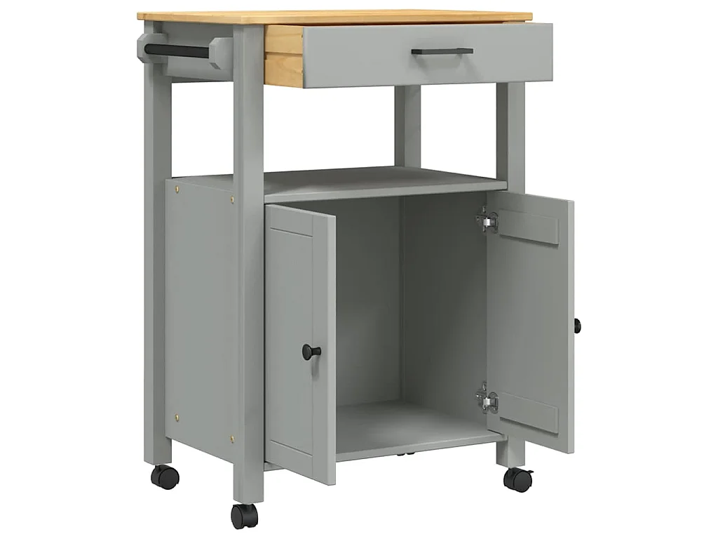 Wózek Kuchenny MONZA 60x40x90 cm Z Litego Drewna Sosnowego - Pojemny i Solidny