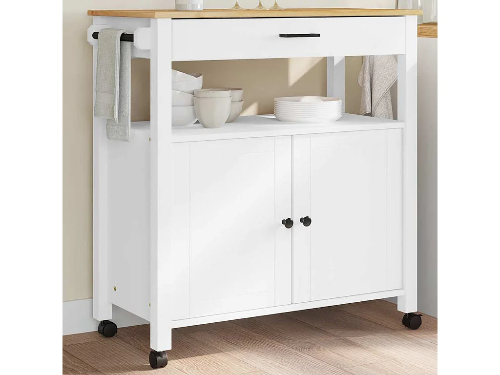 Chariot de cuisine MONZA 84x40x88,5 cm bois massif de pin