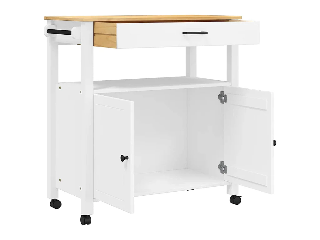 Chariot de cuisine MONZA 84x40x88,5 cm bois massif de pin