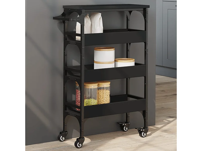 Carrinho de cozinha 53x20x76 cm derivados de madeira preto