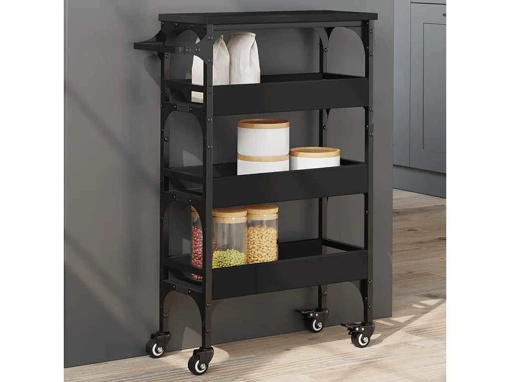 Küchenwagen Schwarz 53x20x76 cm Holzwerkstoff