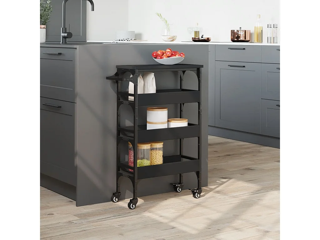 Küchenwagen Schwarz 53x20x76 cm Holzwerkstoff