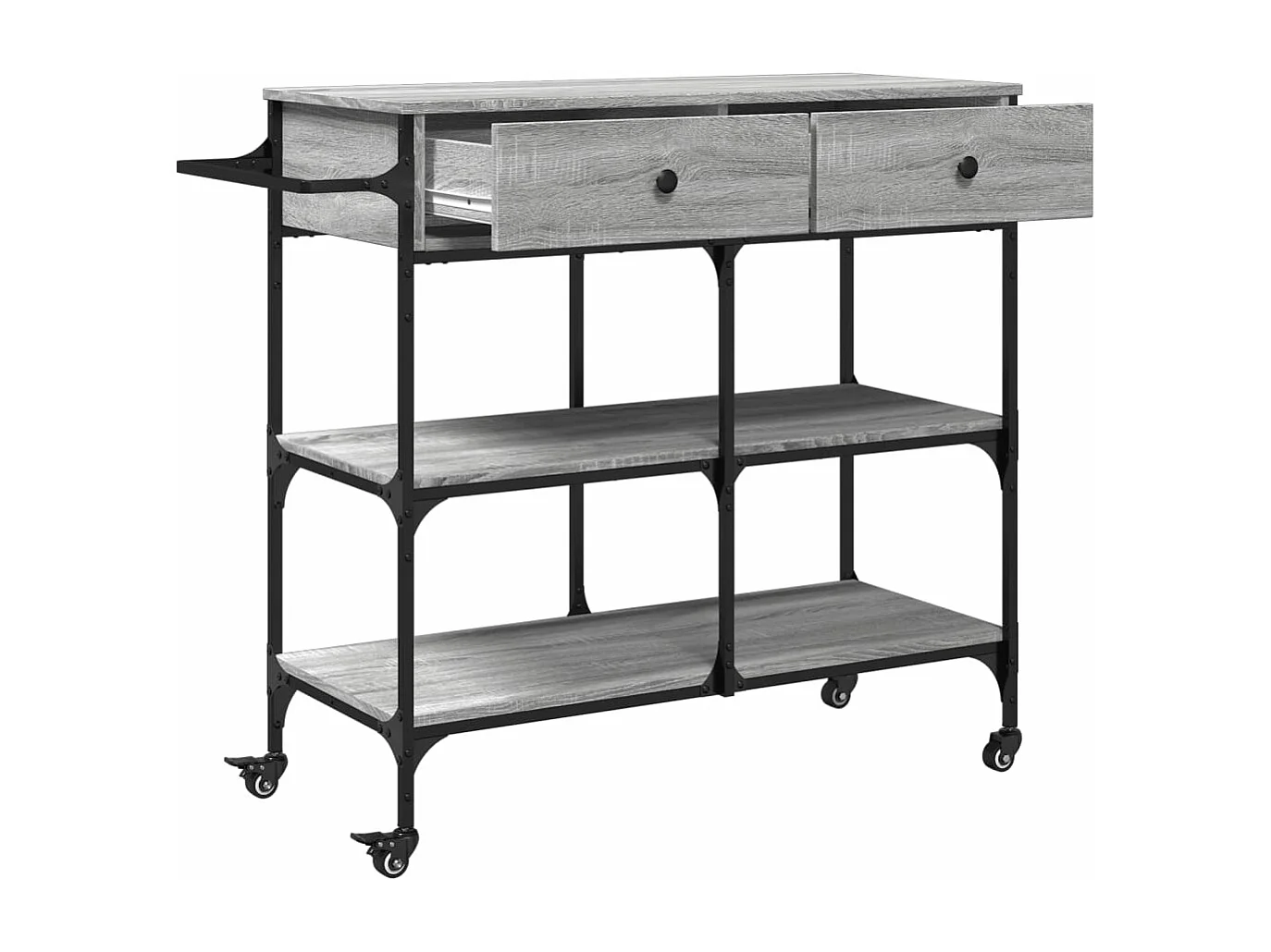 Chariot de cuisine sonoma gris 105x42x95 cm bois d'ingénierie