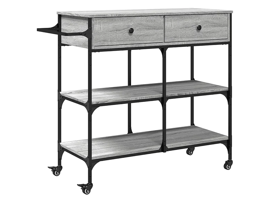 Carrinho de cozinha 105x42x95 cm derivados madeira cinza sonoma