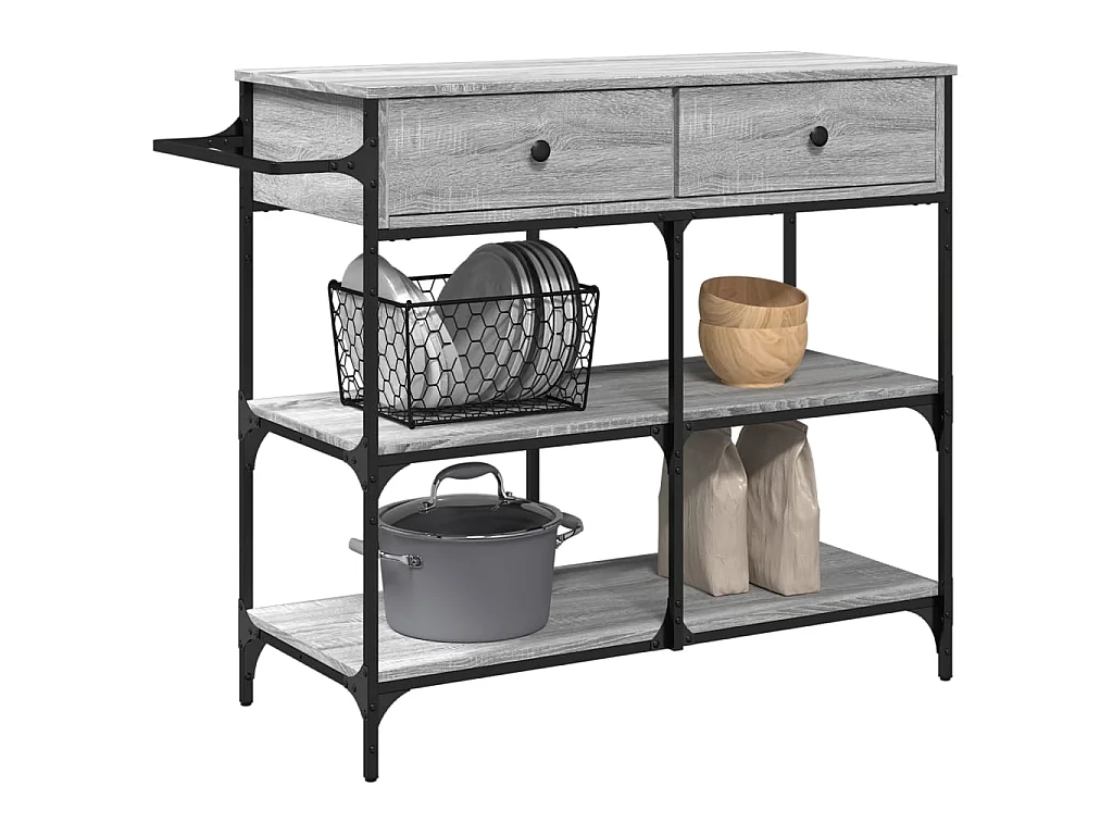 Carrinho de cozinha 105x42x95 cm derivados madeira cinza sonoma