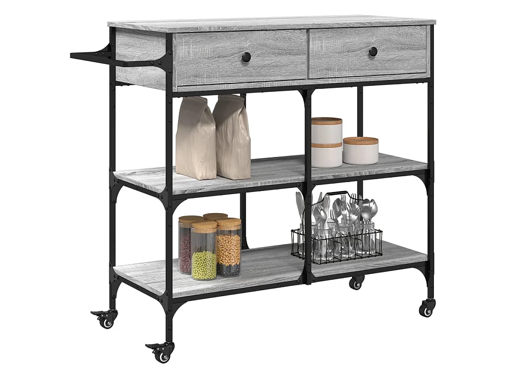 Carrinho de cozinha 105x42x95 cm derivados madeira cinza sonoma