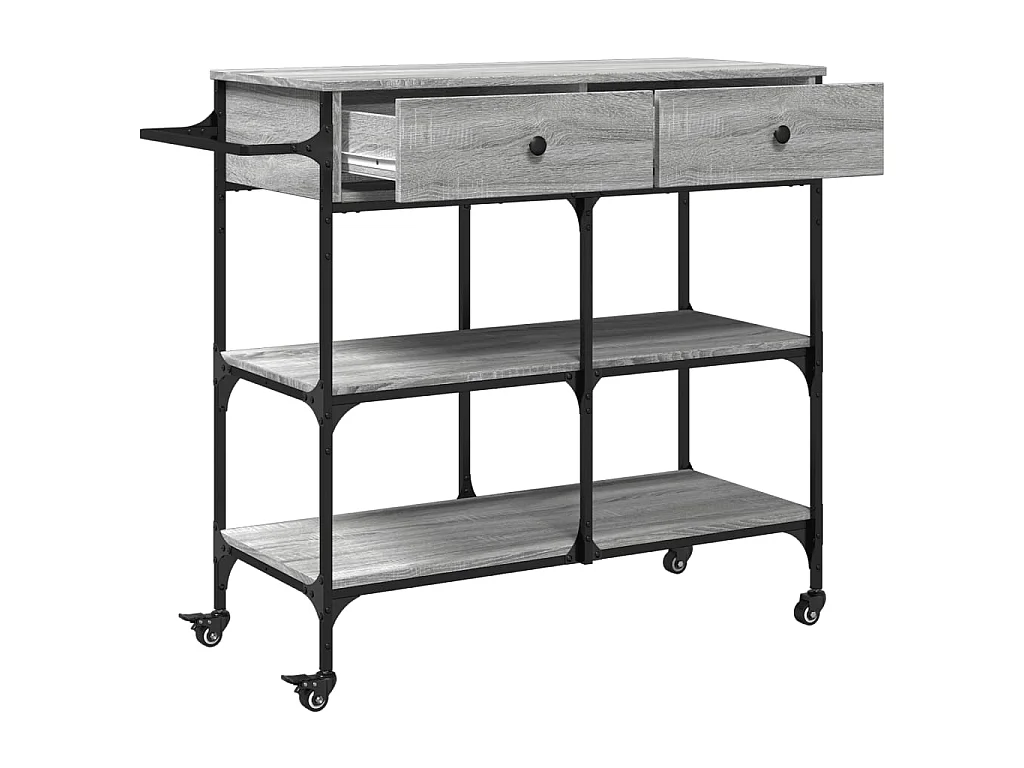 Carrinho de cozinha 105x42x95 cm derivados madeira cinza sonoma
