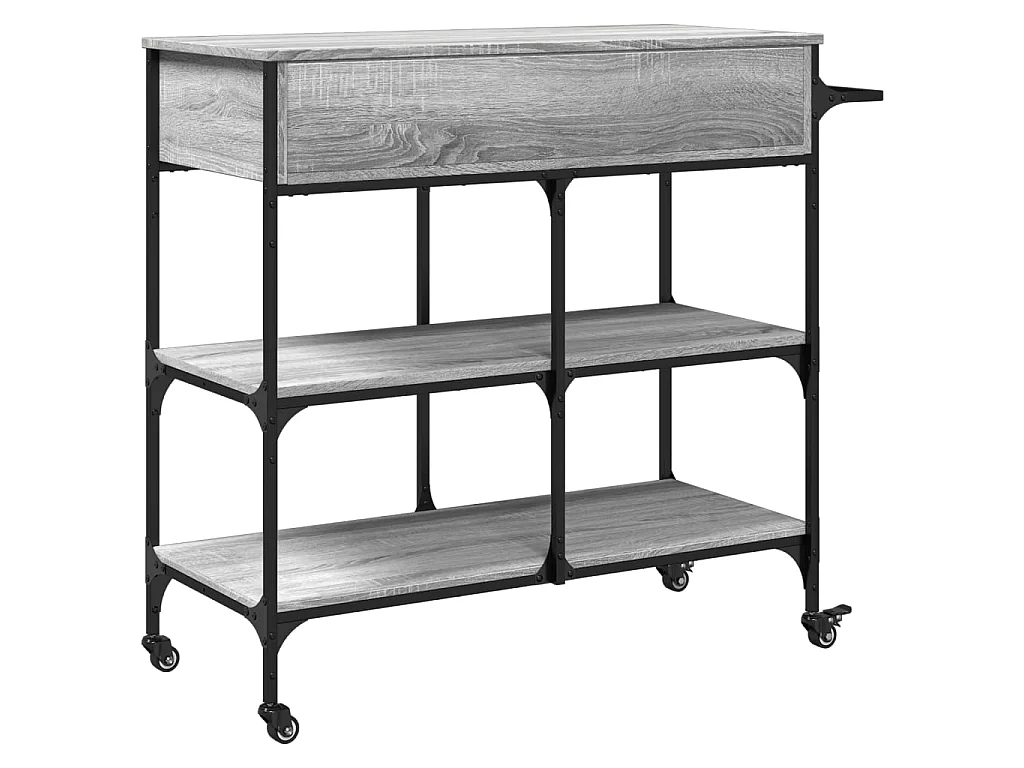Carrinho de cozinha 105x42x95 cm derivados madeira cinza sonoma