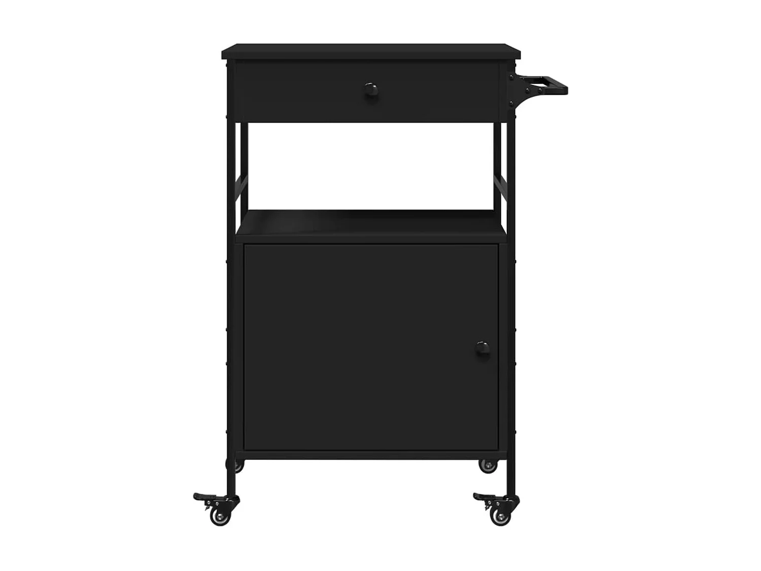 Chariot de cuisine noir 56x43x89,5 cm bois d'ingénierie