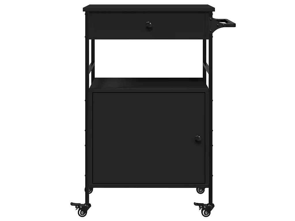 Chariot de cuisine noir 56x43x89,5 cm bois d'ingénierie