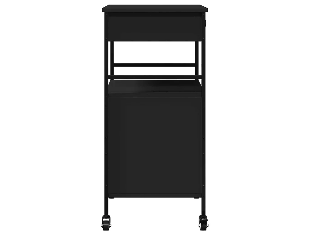 Chariot de cuisine noir 56x43x89,5 cm bois d'ingénierie