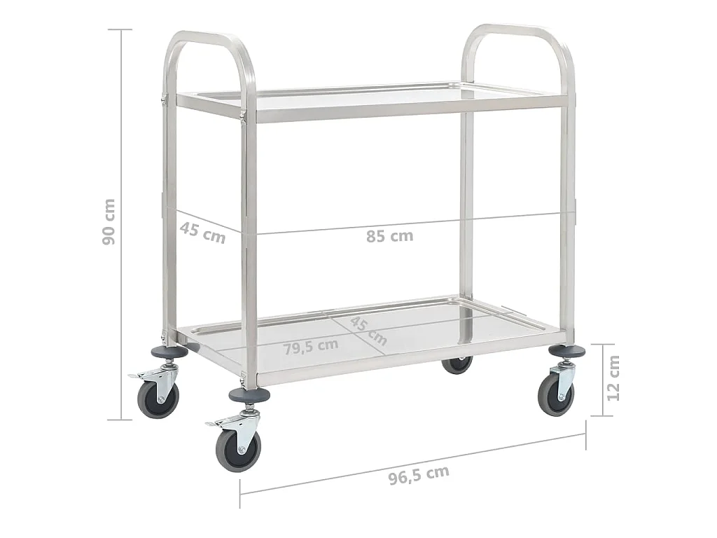 Keukentrolley 2-laags 96,5x55x90 cm roestvrij staal