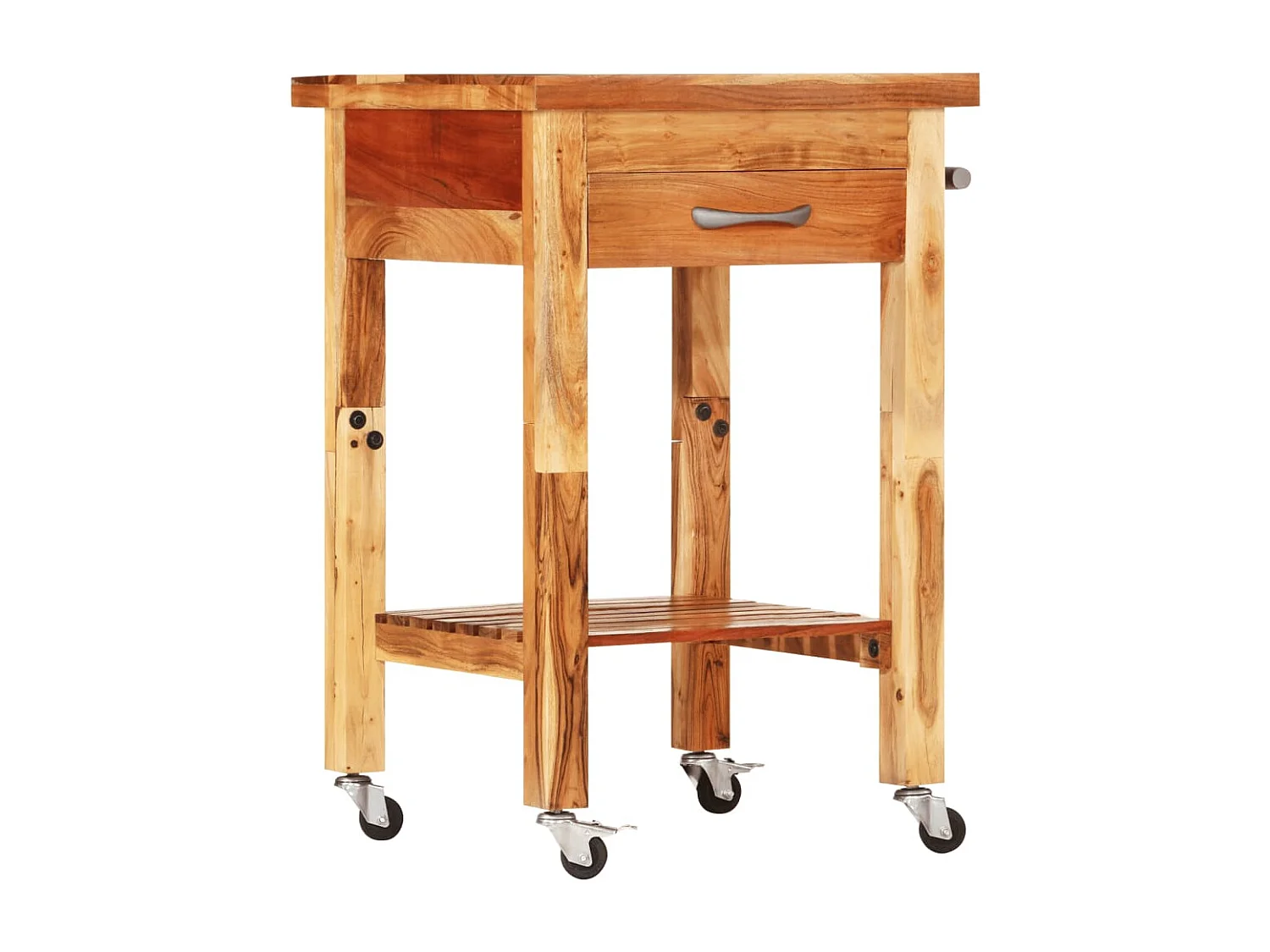 Chariot de cuisine 55x55x89 cm bois massif d'acacia