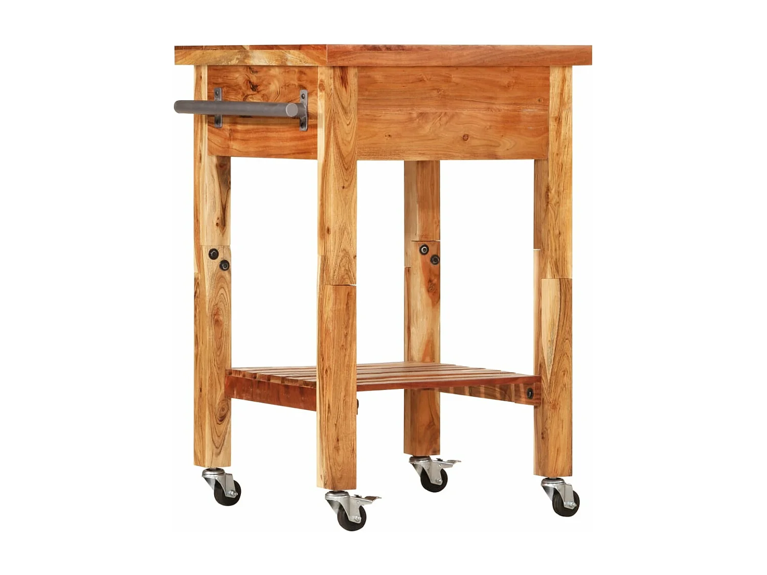 Chariot de cuisine 55x55x89 cm bois massif d'acacia