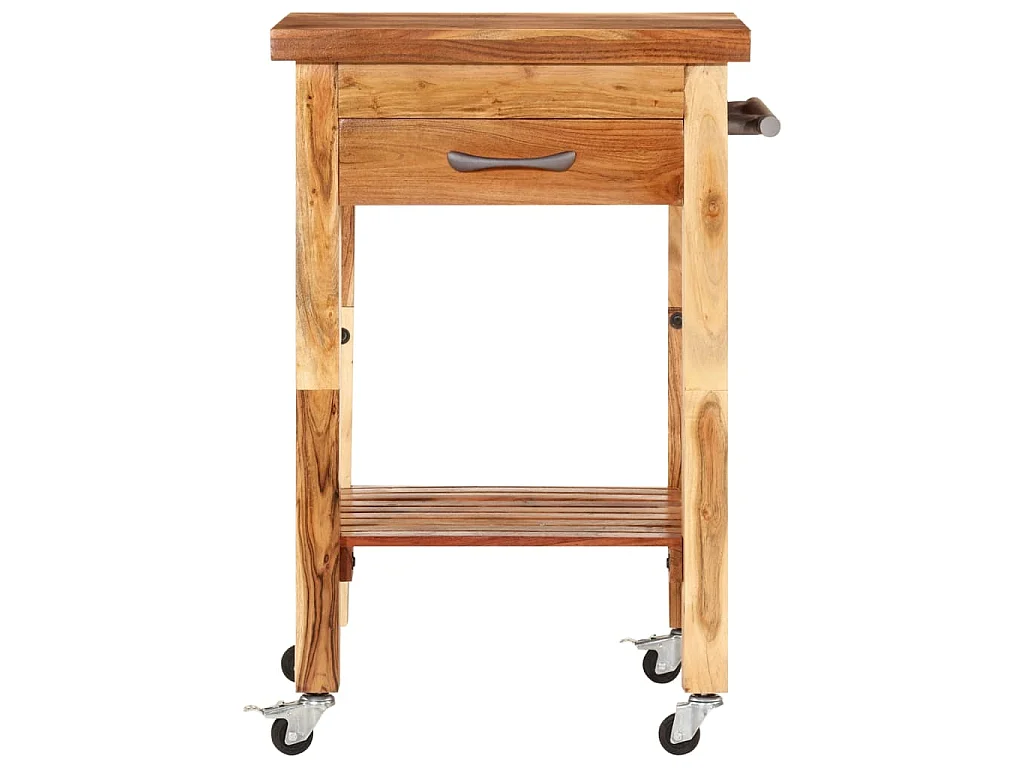 Chariot de cuisine 55x55x89 cm bois massif d'acacia