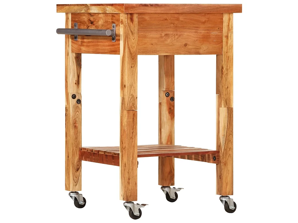 Chariot de cuisine 55x55x89 cm bois massif d'acacia