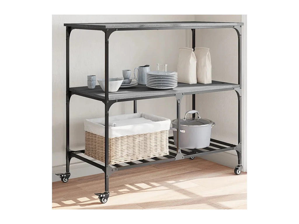Carrello Cucina Grigio Sonoma 100x50x95 cm in Legno Multistrato