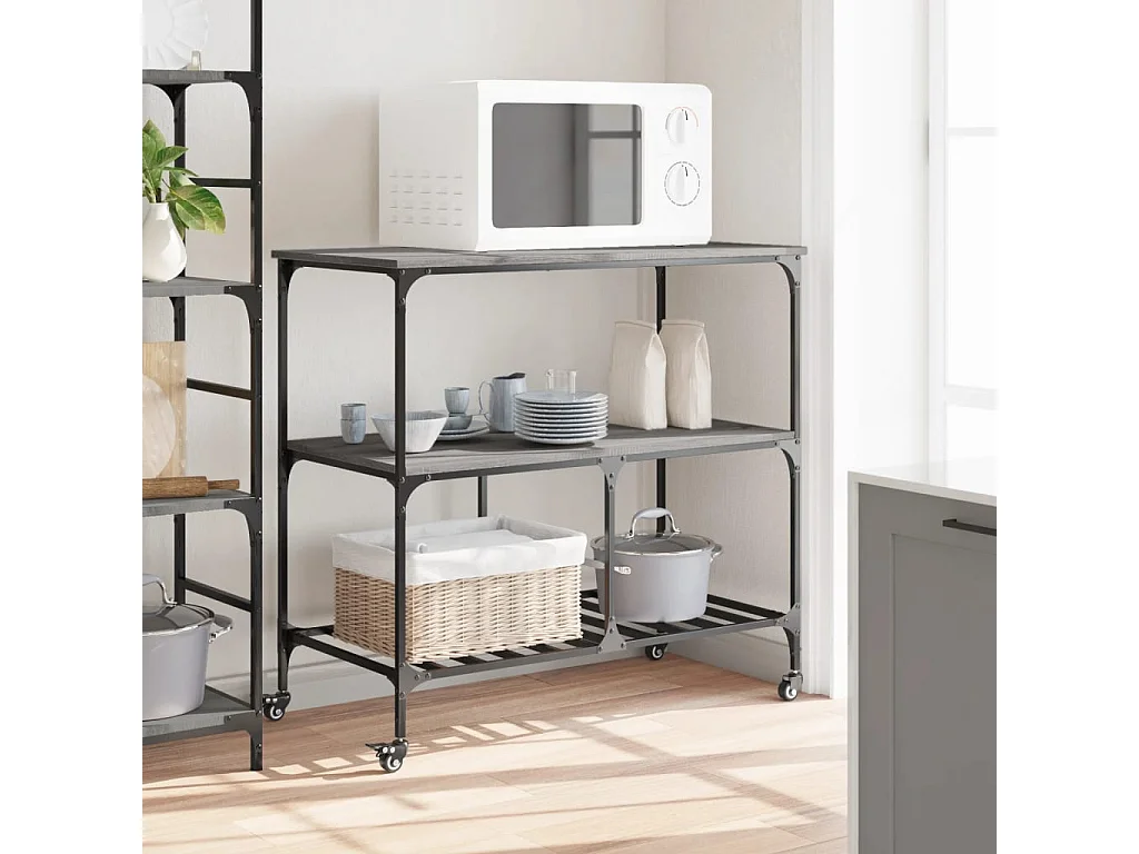 Chariot de cuisine sonoma gris 100x50x95 cm bois d'ingénierie