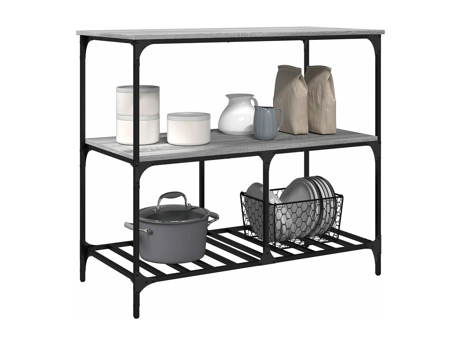 Chariot de cuisine sonoma gris 100x50x95 cm bois d'ingénierie