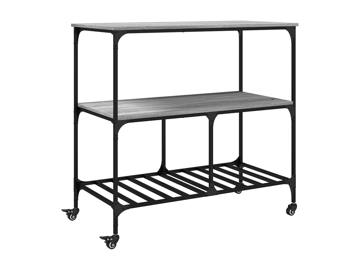 Chariot de cuisine sonoma gris 100x50x95 cm bois d'ingénierie