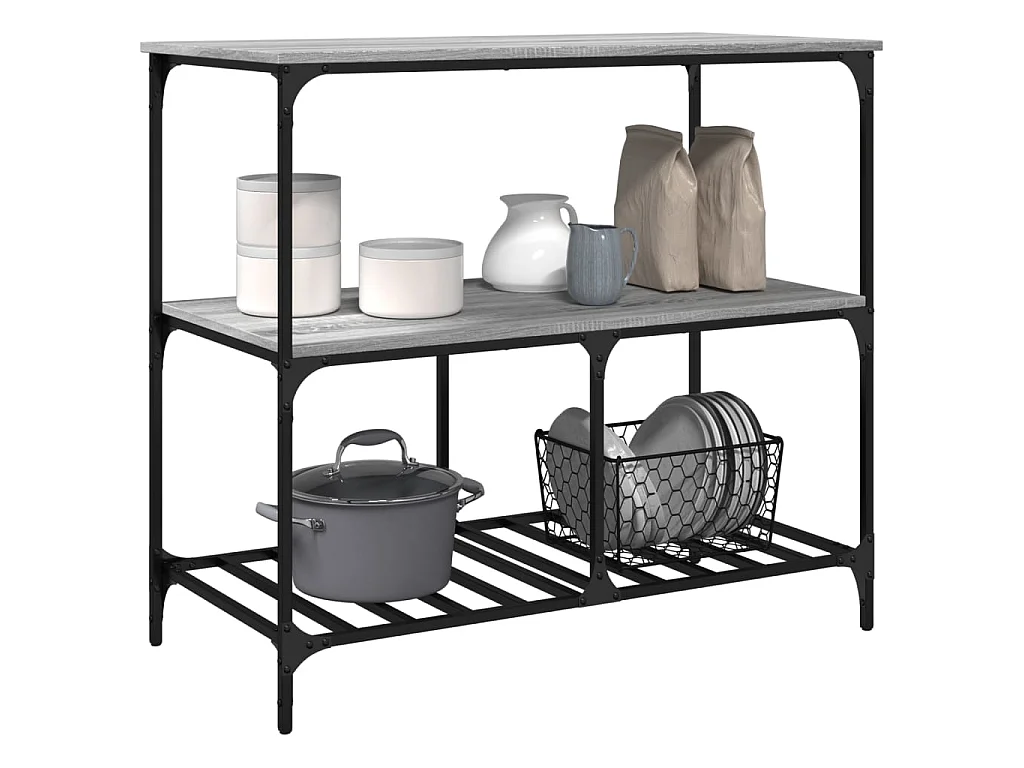 Chariot de cuisine sonoma gris 100x50x95 cm bois d'ingénierie