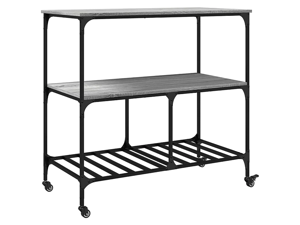 Chariot de cuisine sonoma gris 100x50x95 cm bois d'ingénierie