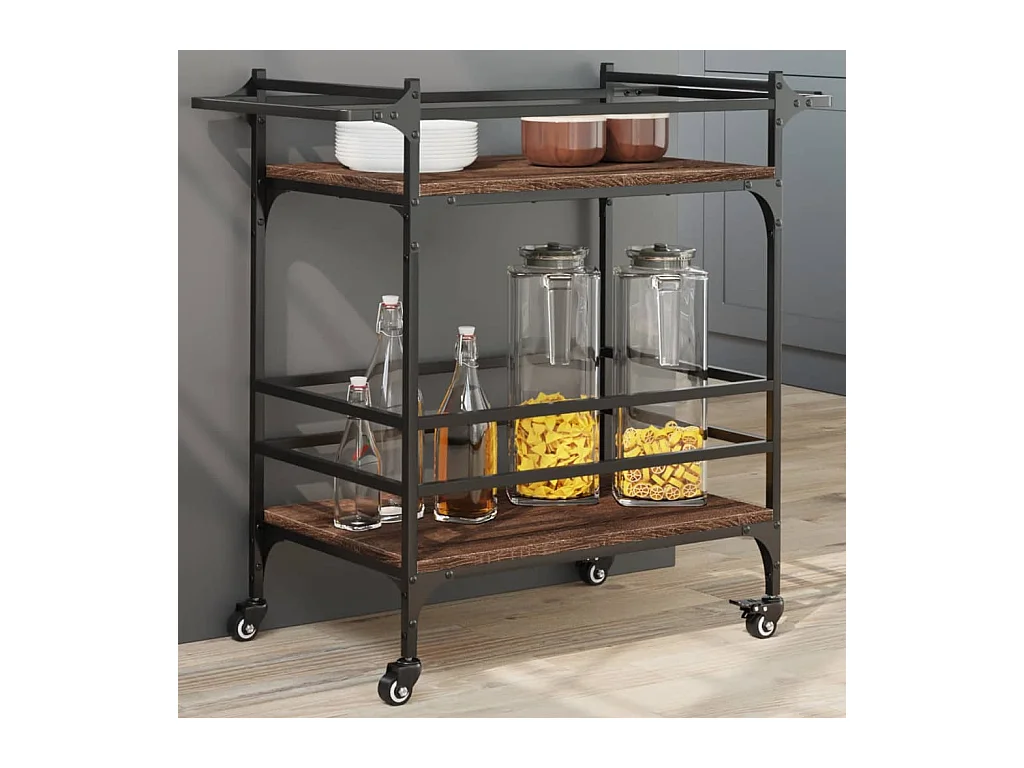 Küchenwagen Braun Eichen-Optik 82x40x78,5 cm Holzwerkstoff