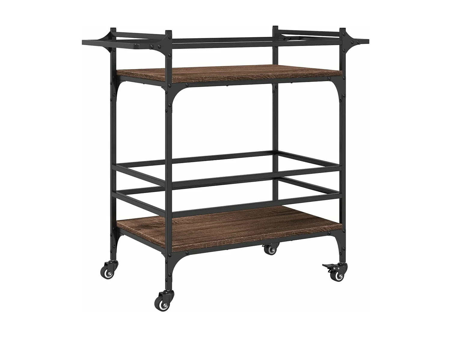 Chariot de cuisine chêne marron 82x40x78,5 cm bois d'ingénierie