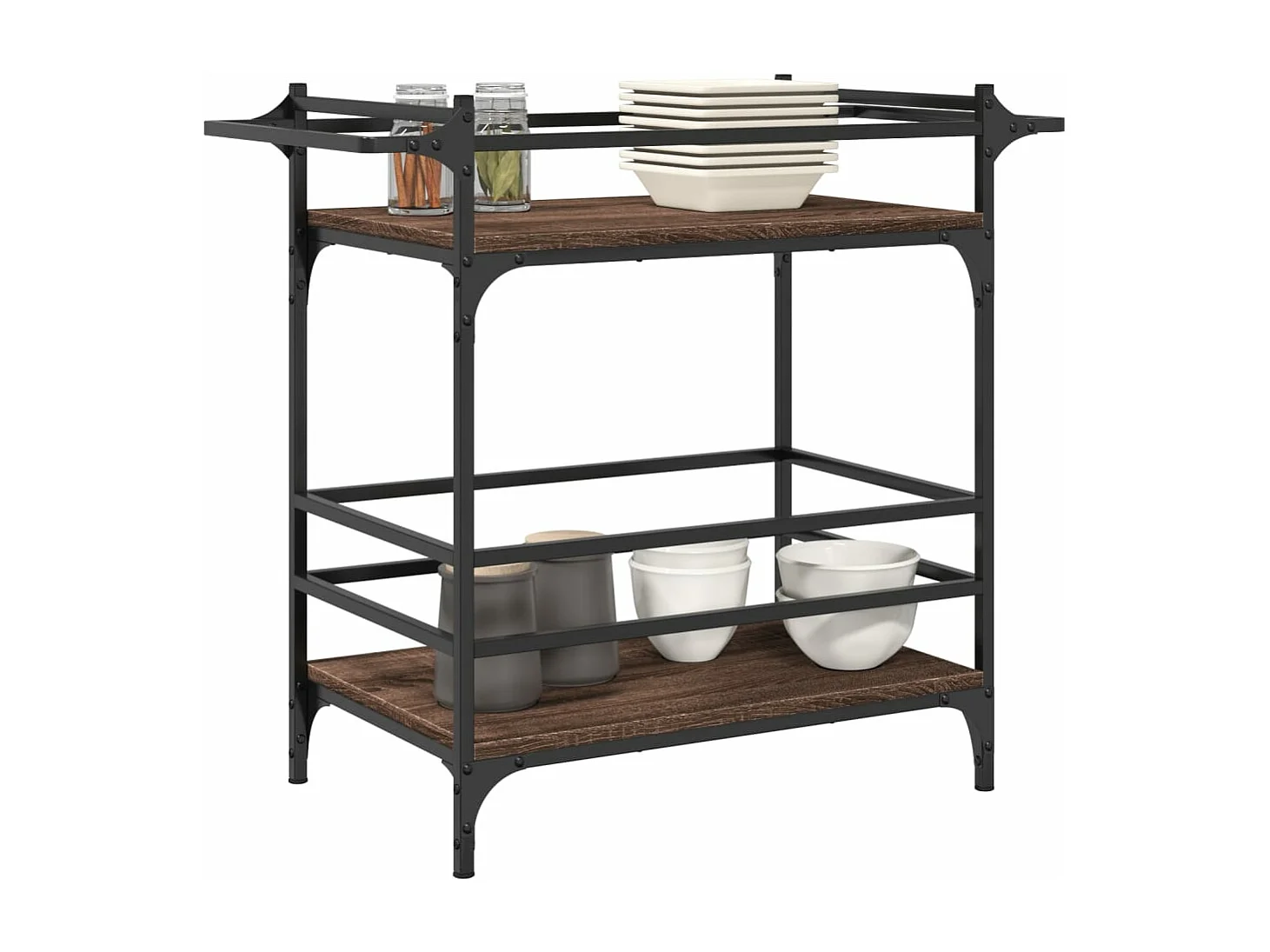 Chariot de cuisine chêne marron 82x40x78,5 cm bois d'ingénierie