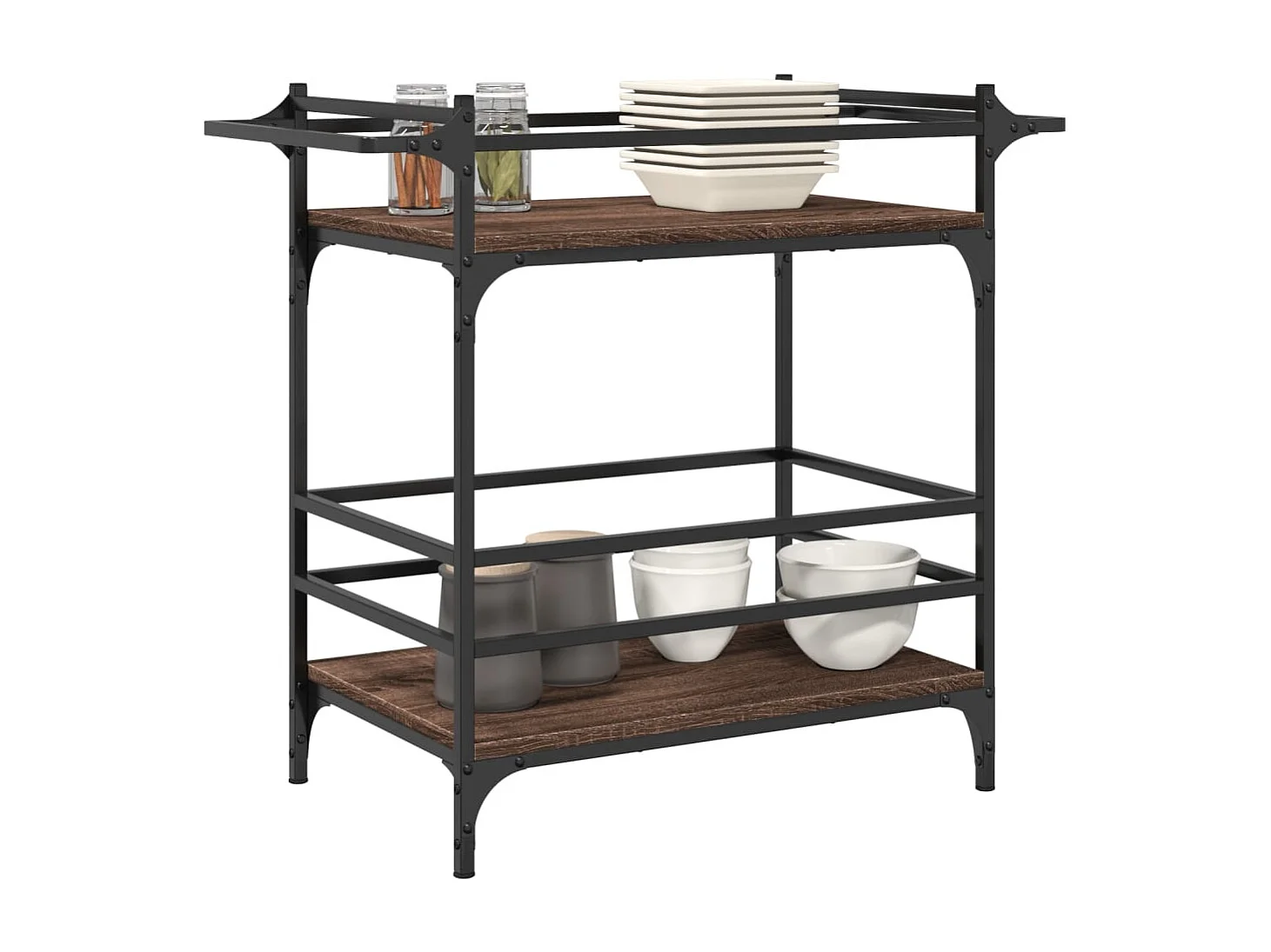 Chariot de cuisine chêne marron 82x40x78,5 cm bois d'ingénierie