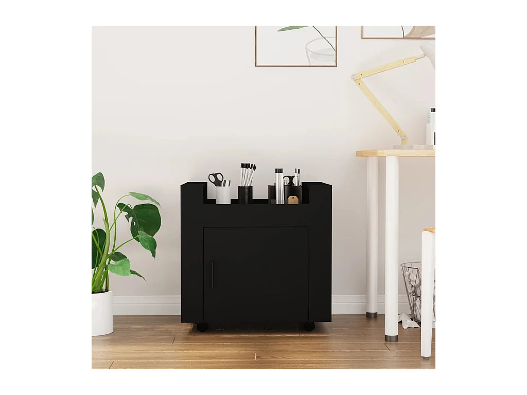 Chariot de bureau Noir 60x45x60 cm Bois d'ingénierie