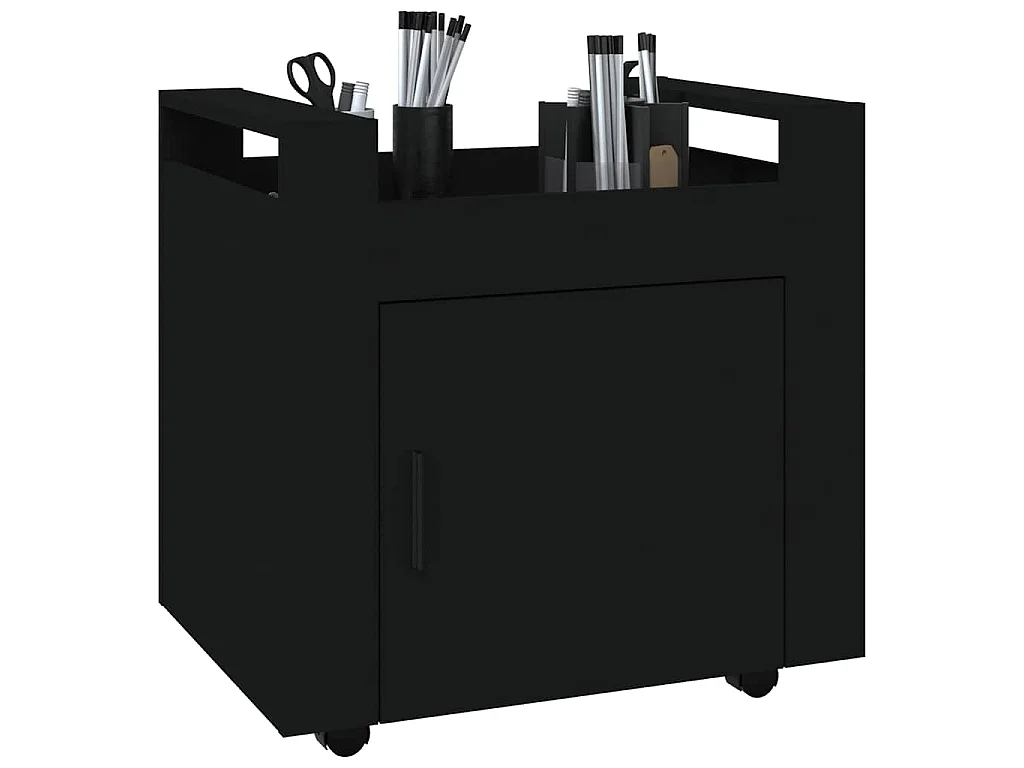 Chariot de bureau Noir 60x45x60 cm Bois d'ingénierie