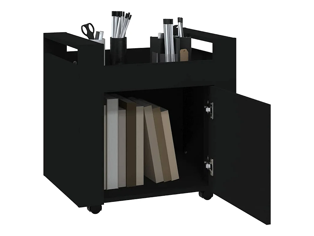 Chariot de bureau Noir 60x45x60 cm Bois d'ingénierie