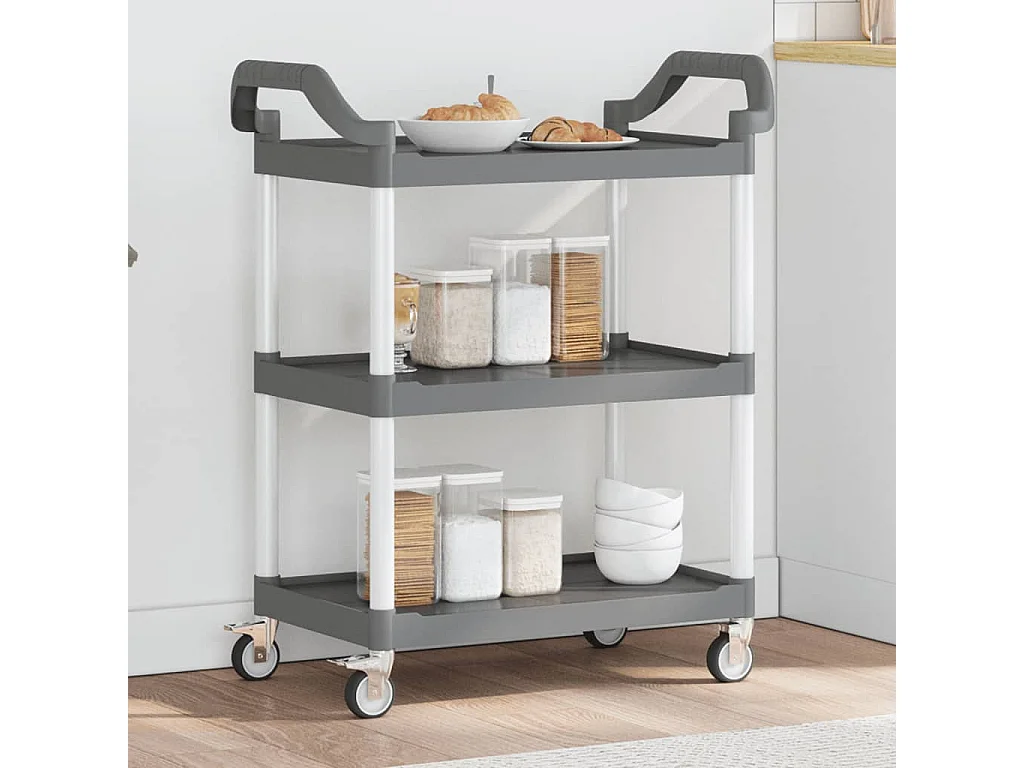 Trolley 3-laags 81x41x92 cm aluminium grijs
