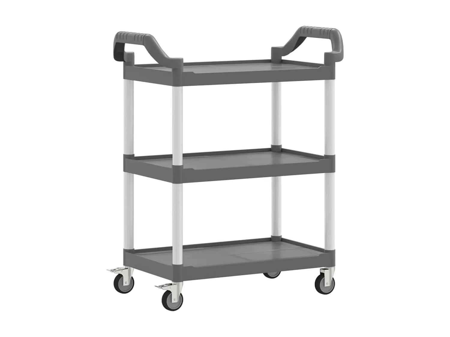 Trolley 3-laags 81x41x92 cm aluminium grijs