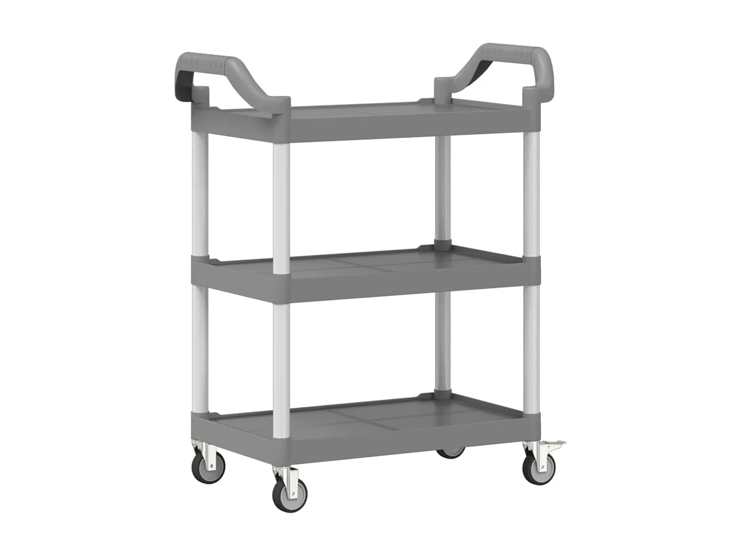 Trolley 3-laags 81x41x92 cm aluminium grijs