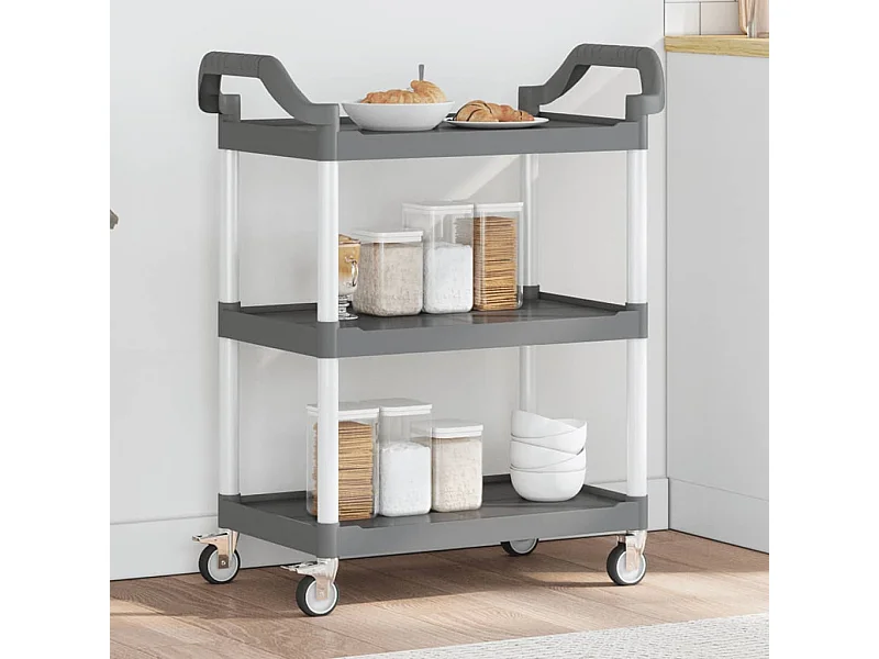 Trolley 3-laags 81x41x92 cm aluminium grijs