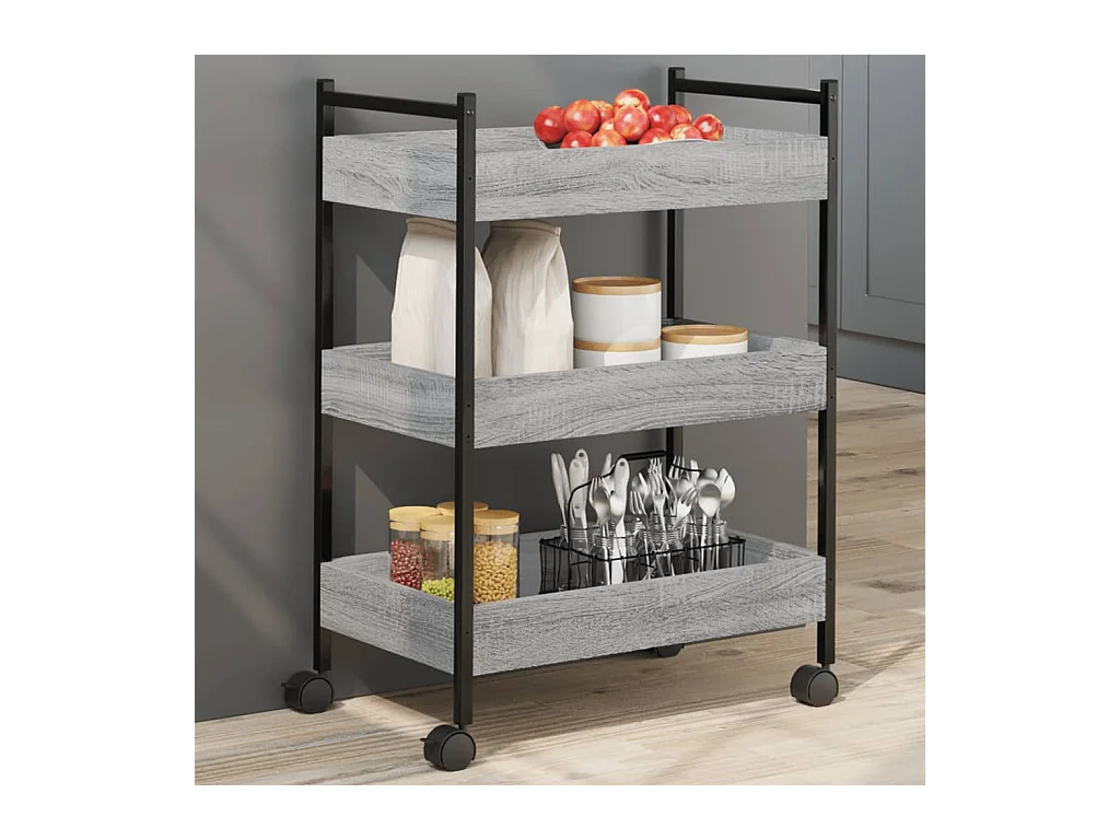 Chariot de cuisine sonoma gris 50x30x70 cm bois d'ingénierie