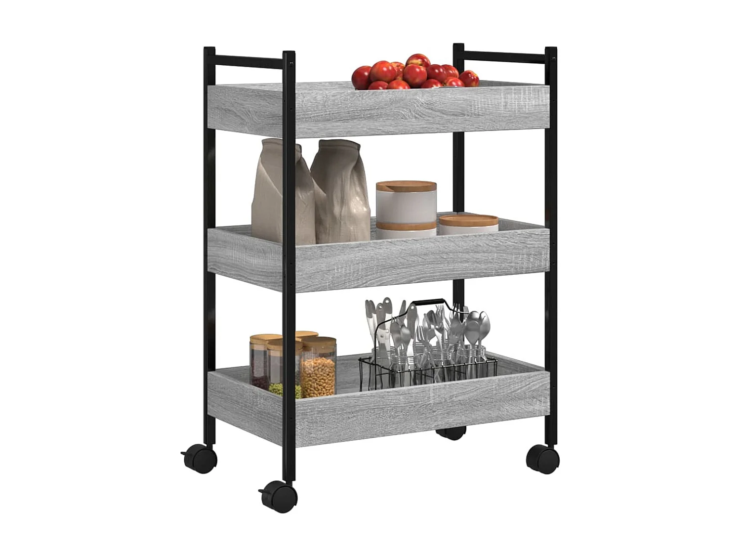 Chariot de cuisine sonoma gris 50x30x70 cm bois d'ingénierie