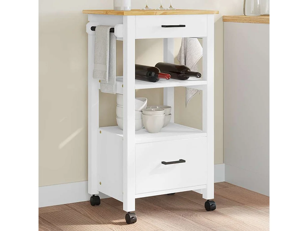 Chariot de cuisine MONZA 48x40x88,5 cm bois massif de pin