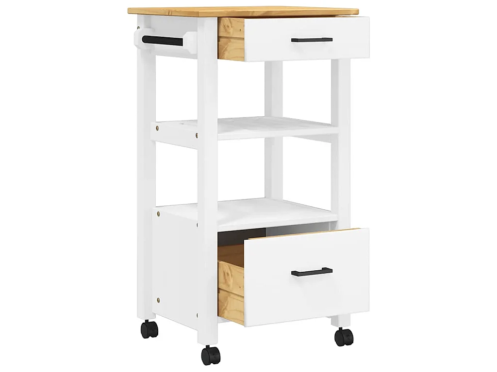 Chariot de cuisine MONZA 48x40x88,5 cm bois massif de pin