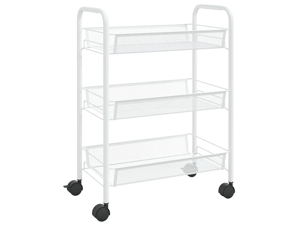 Chariot de cuisine à 3 niveaux Blanc 46x26x64 cm Fer