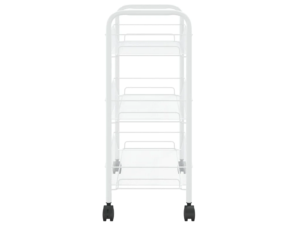 Chariot de cuisine à 3 niveaux Blanc 46x26x64 cm Fer