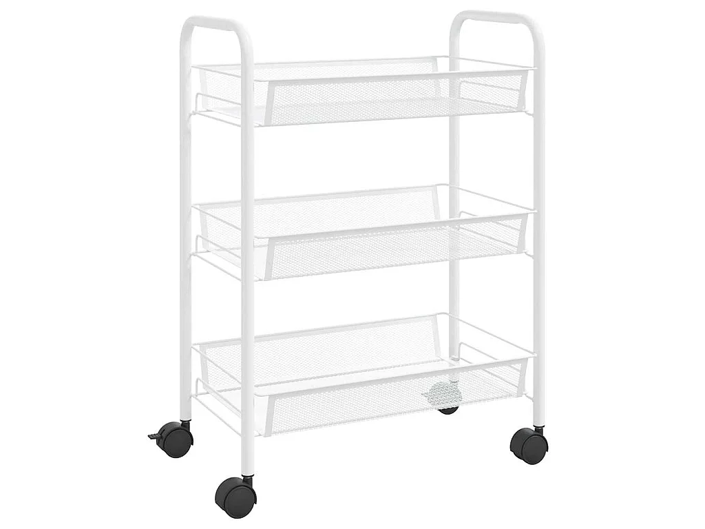 Carrito de cocina 3 niveles hierro blanco 46x26x64 cm