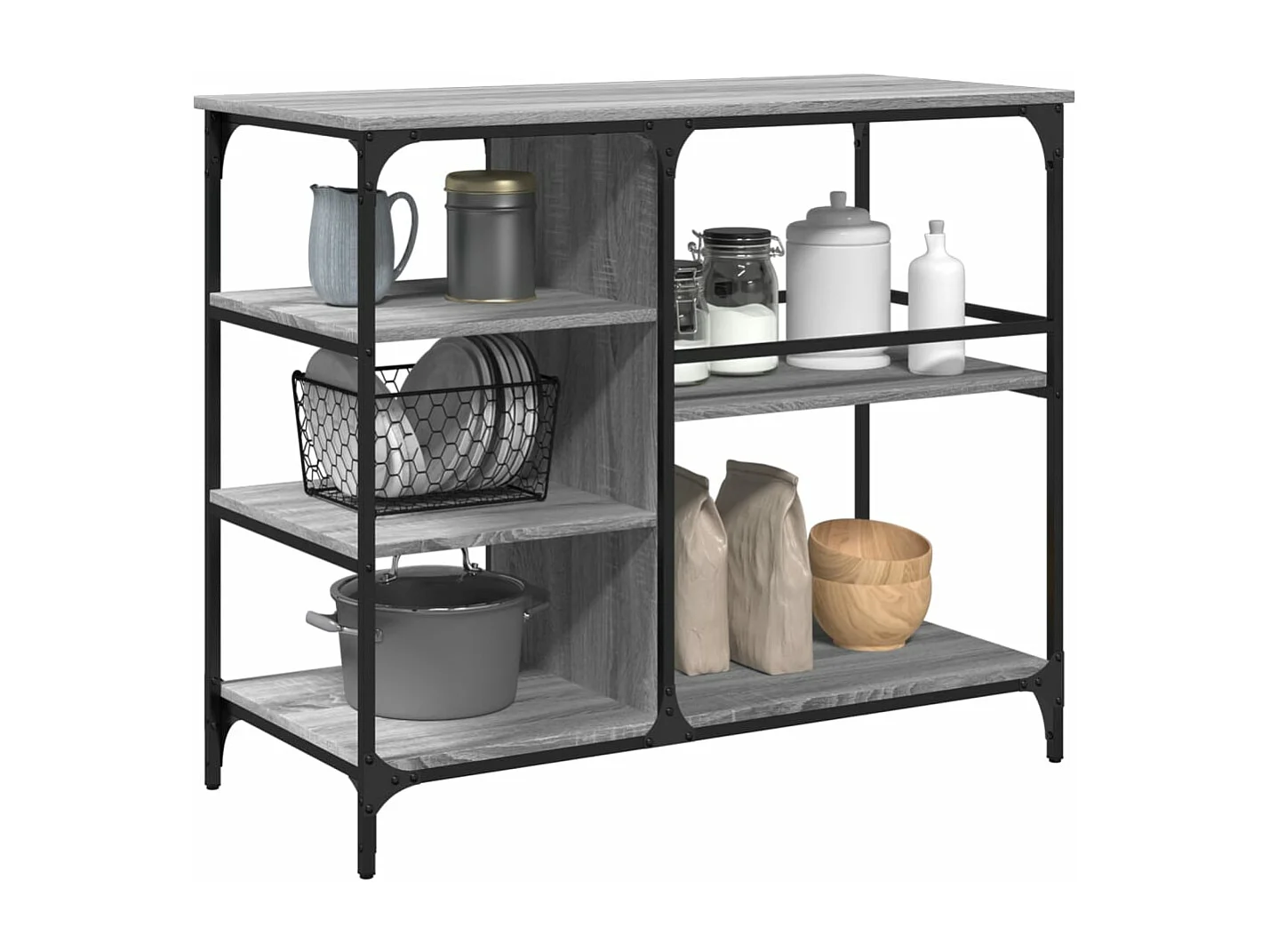 Wózek Kuchenny Vintage Sonoma Szary 100x45x89,5 cm Drewno Inżynieryjne