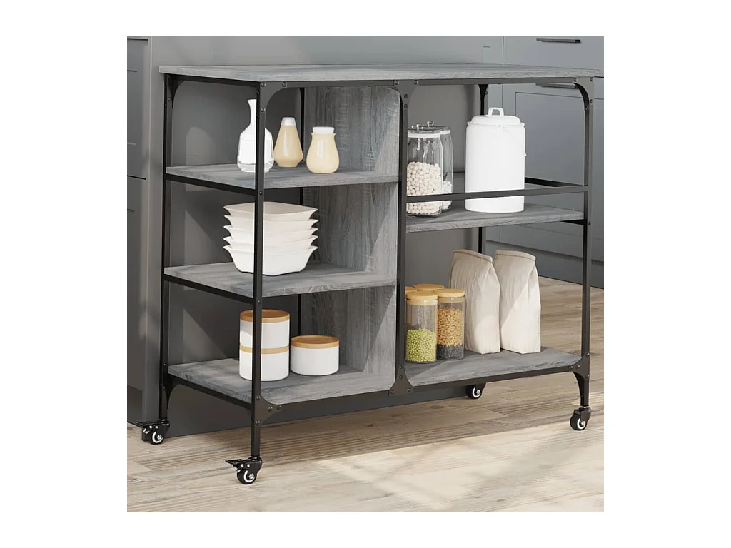 Chariot de cuisine sonoma gris 100x45x89,5 cm bois d'ingénierie