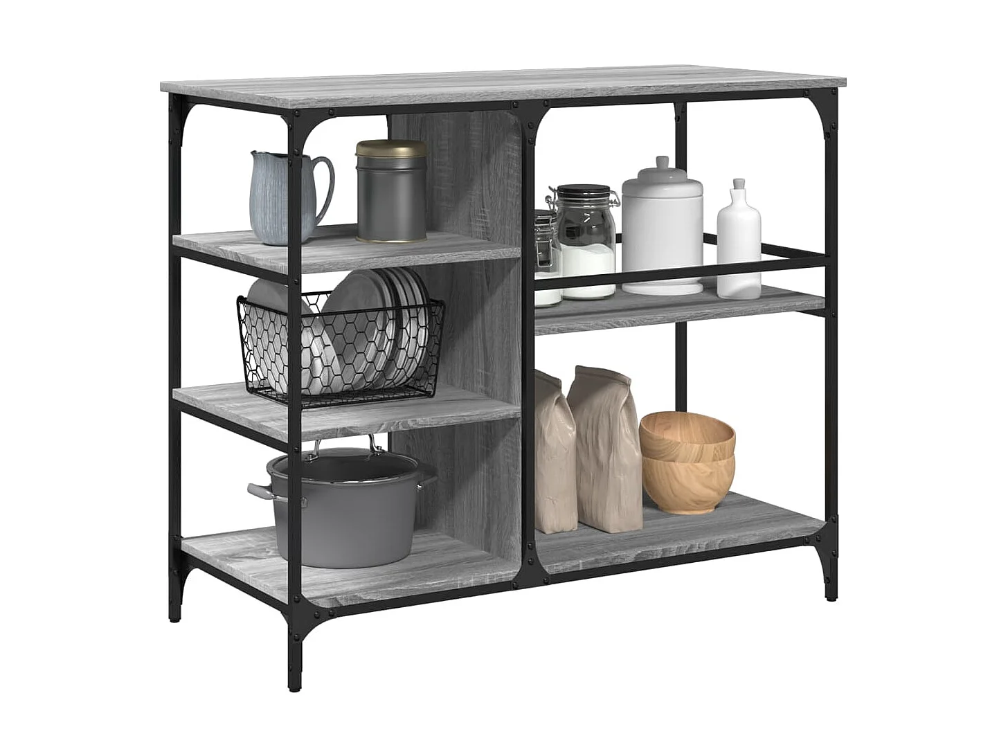 Chariot de cuisine sonoma gris 100x45x89,5 cm bois d'ingénierie