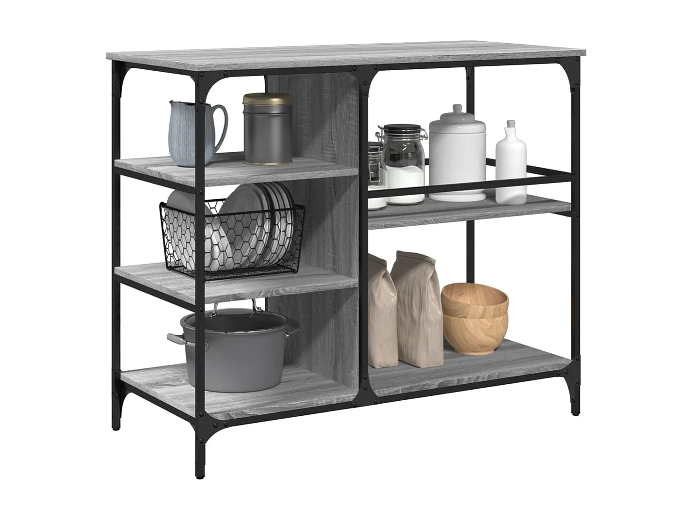 Chariot de cuisine sonoma gris 100x45x89,5 cm bois d'ingénierie